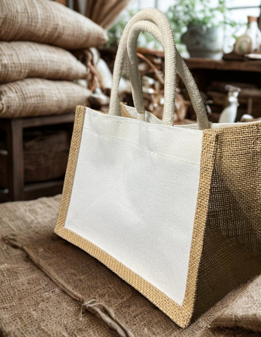 Burlap Canvas Mini Tote