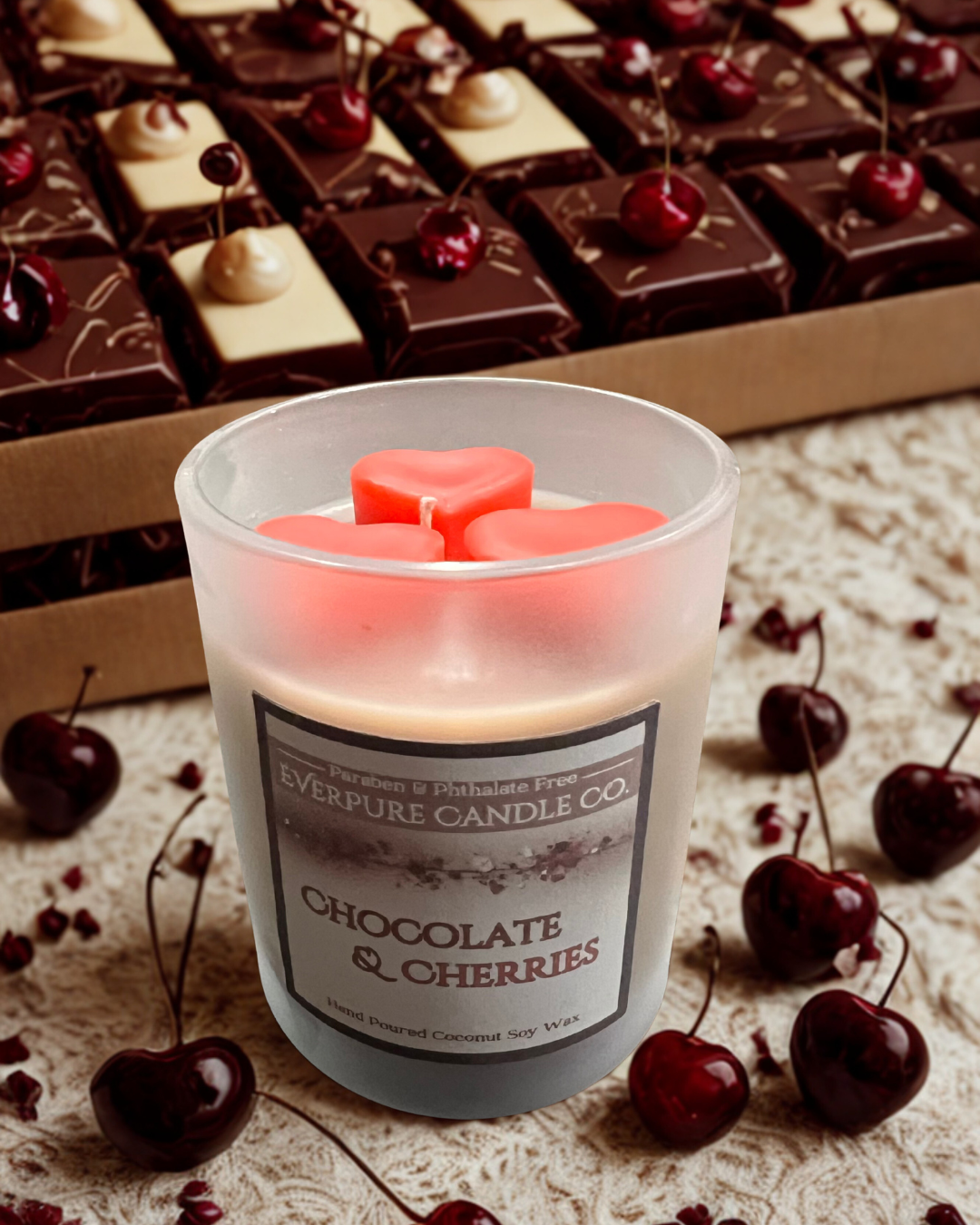 Chocolate & Cherries Glass Candle
